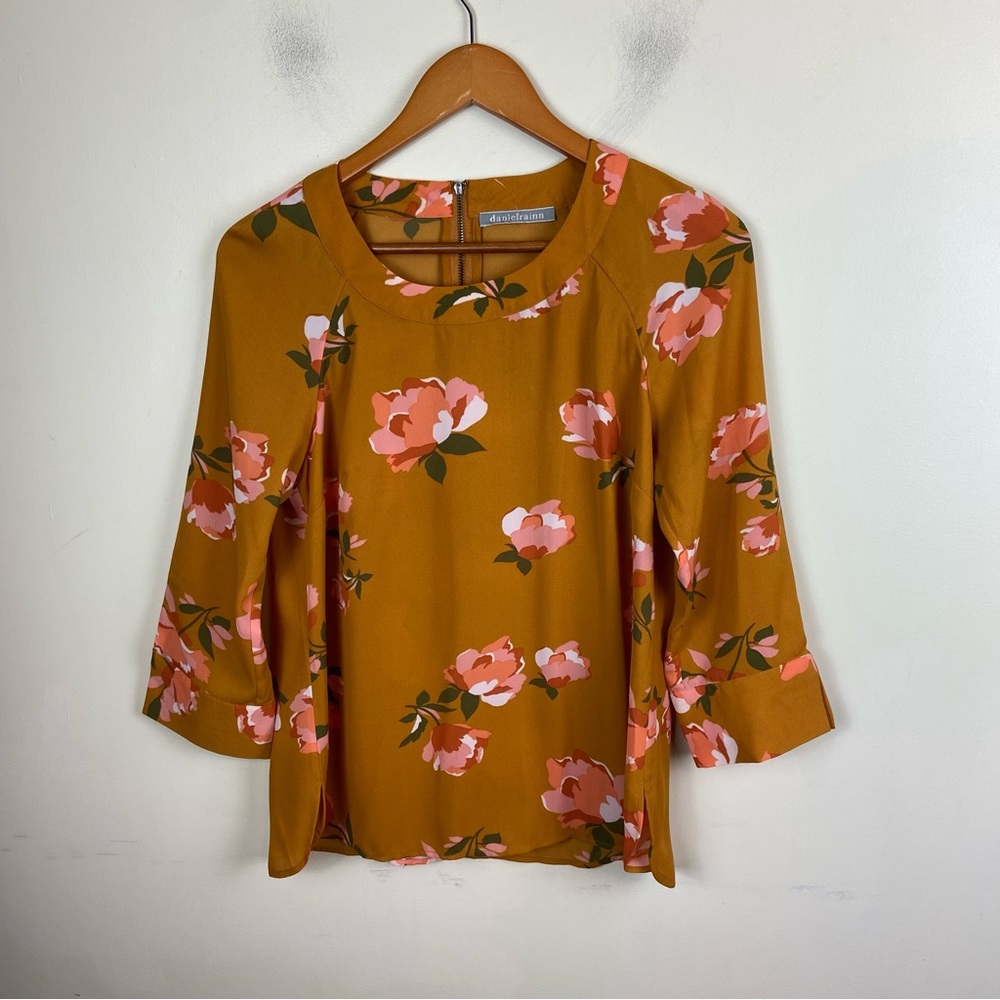 Daniel Rainn Orange Vintage Pink 3/4 Sleeve Popover Blouse Stitch‎ Fix Small